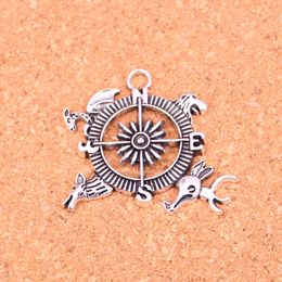 31pcs Charms compass animal lion dragonfly deer Antique Silver Plated Pendants Making DIY Handmade Tibetan Silver Jewelry 28*34mm