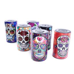 Skull Tobacco Cans Cigarette Storage Container Box 6 Styles Moisture Proof Cans Tobacco Container Smoking Accessories OOA7394