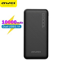 AWEI P28K 10000mAh Power Bank Light Portable Dual USB LED Display Fast Charging External Battery Charger For Phones