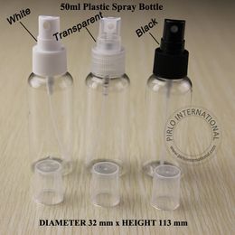 Free Shipping Makeup Tools 100 x 50ml PET Clear Perfume Bottle 50cc Atomizing Spray Containers Black,White and Transparent Spray