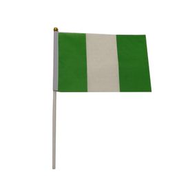 Nigeria Flag 21X14 cm Polyester hand waving flags Nigeria NG Country Banner With Plastic Flagpoles
