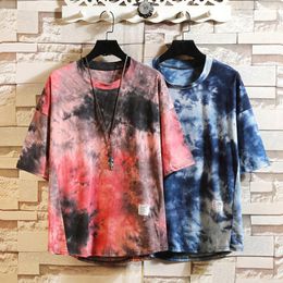 2020 New Rainbow Tie dye Print T Shirt Mens Summer Soft Qaulity Personality Tee Boy Skate Tshirt Tops Hip hop Streetwear