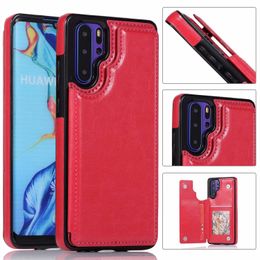 PU Leather Bracket Phone Back Case Cover Card Slots Double Button FOR Huawei P30 PRO P30 LITE 50pcs/lot