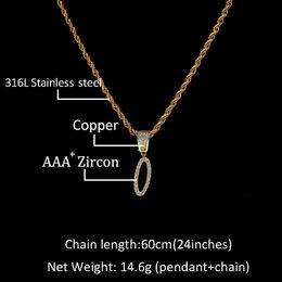 New Iced Out Brush Font Letters Name Pendant Chain Gold Silver Bling Zirconia Men Hip Hop Necklace With 24inch Rope Chain275q