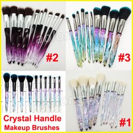 Hot Makeup Brushes 10pcs/set Diamond Crystal Handle Brush Eyeshadow brushes Face Foundation Powder Contour Concealer Brush Cosmetics Tools