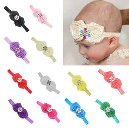 Hot Sale Baby Girl Headbands Elastic Children Hair Accessories Flower Hairbands With Diamond Hair Ornaments Photography Props