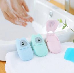 mini scented soaps UK - 150sets Portable Soap Papers Outdoor Travel Washing Hand Disposable Soap Bath Clean Scented Slice Sheets Mini Paper Soap Foaming Box