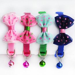 20pcs/lot Puppy Fashion Adjustable Cute Necktie Dog Cat Pet Collar Nylon Bell Kitten Candy Colour Bow Tie Bowknot Likesome