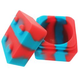 Silicone Concentrate Containers 10pcs/lot 9ml Mini Cube Shape Assorted Colour Non-stick Food grade Silicon Wax Dabs Storage Jars