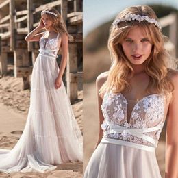 Spaghetti Straps Wedding Dresses Country Style A Line Bridal Gowns Plus Size 4 6 8 10 12 14 16 18 20