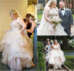 Plus Size Wedding Dresses Sweetheart Beading Luxury Ruffles Sleevelss Country Bridal Gowns Fat Bride Custom Made Boho Wedding Dress 4285