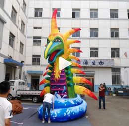 wholesale 6 m High Ground Inflatable Balloon Drgon Inflatables Dino With Strip for Outdoor City Decoration