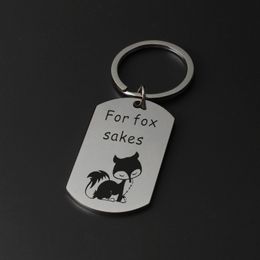 For Fox Sake Keychain stainless steel Fox Animal Nature Gift Fox Jewellery Funny Friendship Gift best friends Jewellery