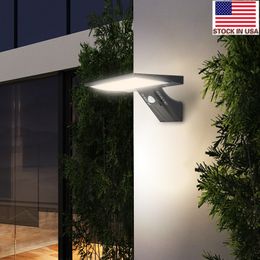 Stock In US + Solar Led Outdoor Lighting IP65 Waterproof Wall Lights PIR Motion Sensor Outdoor Emergency Light for Garden Industrial Garage