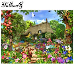 FULLCANG 5d diy diamond painting garden cottage diamond embroidery sale mosaic cross stitch full square/round drill FC498