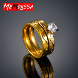 Wedding Rings Couple Wave Ring Set for Women Crystal Titanium Ring for Man Women Accessories Gold 2020 Promise Godly Jewels