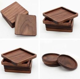 4 Style Walnut Wood Coasters Coffee Tea Cup Pads 8.8*8.8cm Insulated Drinking Mats Teapot Table Mats home desk decor SN387