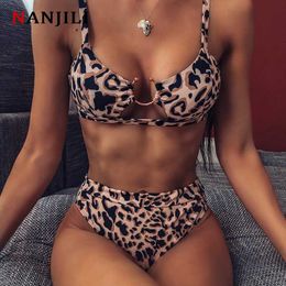 2020 summer women's swimsuit high-waist new sexy beachwear two-piece leopard print bikini set women swimwear