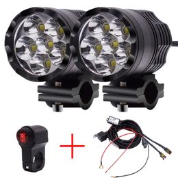 Moto iluminação 1 par / 2 pcs motocicletas LED farol 60w 10000lm u2 leds leds viga de moto luzes de trabalho ampla kit de motor