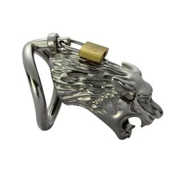 Male Chastity Devices Wolf Shape Penis Cage With Stainless Steel Cockrings Bondage Lock Sex Toys