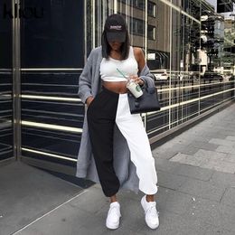 women workout pants high waist black&white patchwork sporty harem pants summer women loose casual sporty streetwear trousers