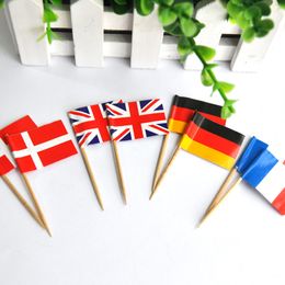 country table decorations NZ - 10,000 Pieces Country National Flag Cocktail Sticks Picks Cupcake Sanswich Party Food Decoration Home Kitchen Bar table Decoration Toothpick