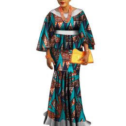 Африка из двух частей для женщин мода Dashiki кружевной край африканская одежда базин плюс размер леди одежда для ну вечеринку WY3462