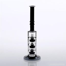 32cm Tall Real Image White Black Hunter Thick Base Glass Bong 14.4mm Joint Water Pipe with Percolato Recycle Oil Rigs