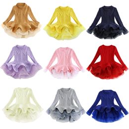 ins 13 Colour New Fashion Baby Girls Autumn And Winter princess tutu sweater Dresses Kids Sweater Tulle Dresses M036