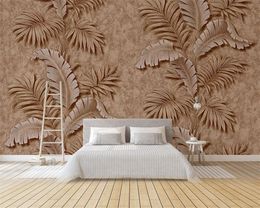 Beibehang Custom wallpaper 3D three-dimensional relief tropical plants TV background wall living room bedroom mural 3d wallpaper