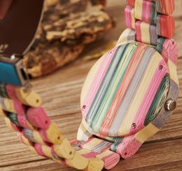 Bamboo Wood Watches Men Women Customized Handmade Colorful Bamboo Wooden Male Ladies Quartz Couple Wrist Watch Date Clock Gift278a