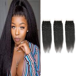 Peruvian Human Hair 4X4 Lace Closure Kinky Straight Yaki Virgin Hair Four By Four Lace Closure With Baby Hair