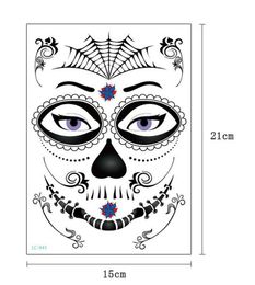 Facial makeup Sticker Special Waterproof Face tattoo Day of The Dead Skull Face dress up Halloween Temporary Tattoo Stickers GB1178