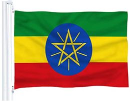 Ethiopia National Flag 150x90cm 3X5FT Custom Flags 100D Polyester Outdoor Indoor Usage for Festival Hanging Advertising