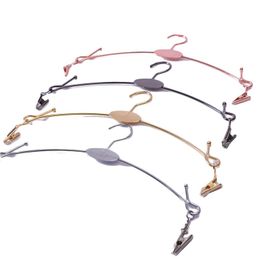 Imitation Gold Underwear Clothing Prop Single Line Chromed Metal Lingerie Bra Rack Exhibition Coat Hanger Clamp Pure Color