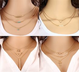 9 style Ladies' Fashion Jewelery Collar European Multi-Layer Infinite Bead Necklace Clavicle Chain Multi-Layered Unidirectional dc269