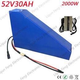 52V 30AH electric Bike Lithium Battery Pack 2000W 52V 31AH Triangle Battery Use LG Cell with 50A BMS + charger +Free Battery Bag.