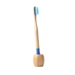 Toothbrush Holder Natural Bamboo Toothbrush Bathroom Holder Washroom Biodegradable Wood Set Eco Friendly Custom Logo Antibacterial EEA1338-3
