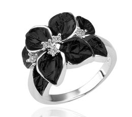 Hot Sales 18K Rose Gold/Platinum Plated Women Elegant Wedding Band Camellia Rings Genuine Austrian Crystal Fashion Jewellery for Women