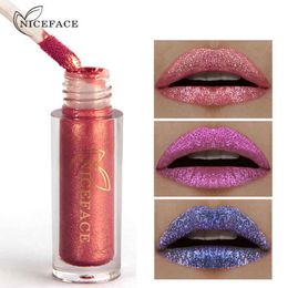 NICEFACE 6 Colour Diamond Shine Metallic Lipstick Liquid Waterproof 24H Lasting Lip Gloss Paint Tattoo Sexy Nude Pigment DHL 144 pcs/lot