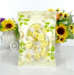 Green Leaf Packaging Bag Stand Up Zipper Storage Bags Clear Plastic Pack Pouch Dried Flower Storage Reusable Pouches