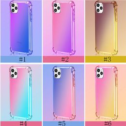 Gradient Colors Airbag Soft Clear Cases Anti Shock Cover for iPhone 12 11 Pro MAX XS XR Samsung Note 20 Ultra S20