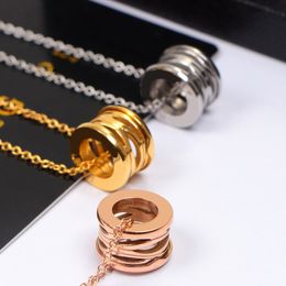 High Quality Women Luxury 18K Gold Chain Sterling Silver spring Pendant Necklaces 3 Colors Women's Rose Gold Brand Necklace Jewelry