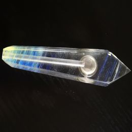 Synthetic Quartz Crystal Smoking Pipe With Cleaner Brush