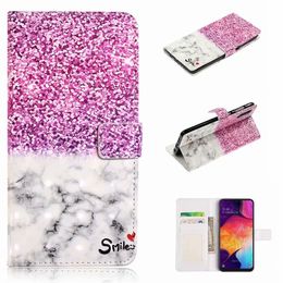 3D Leather Wallet Marble Heart Butterfly Holder Card Slot Flip Cover for Samsung A20 A30 A40 A50 A60 A70 A80 A90 A20E S8 S9 PLUS
