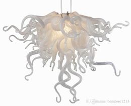 New Arrival Small Cheap Chandelier White Color and Edison Bulb Light Source Popular Murano Glass Art Chandelier for Wedding Centerpieces