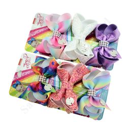 US 4pcs//Set 5.0/" JOJO Grosgrain Ribbon Hair Bow With Clip For Girls Kids Bowknot