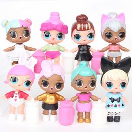 8pcs / Bag Wholesale 9cm Human Shape Suit High Quality Action Can Spray Water Lovely Silicone Big Eye Dolls Toys For Girls