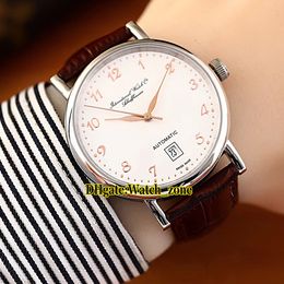 Cheap New 40mm Date IW356601 Whtie Dila Steel Case Automatic Mens Watch Leather Strap Sapphire Glass Gents High Quality Watches Watch_zone