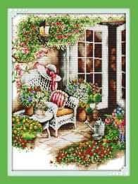 Comfortable frontage home decor painting ,Handmade Cross Stitch Embroidery Needlework sets counted print on canvas DMC 14CT /11CT